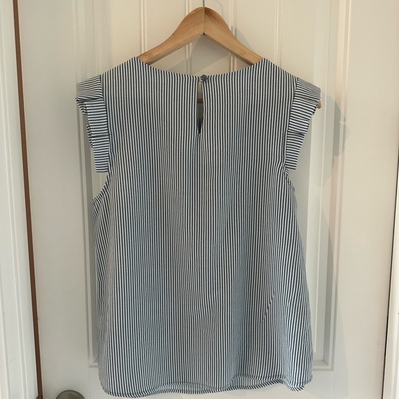 Monteau Striped Blue and White Blouse - Picture 3 of 3